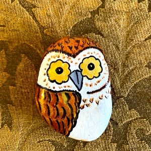 Adorable Painted Garden Home Rock Owl